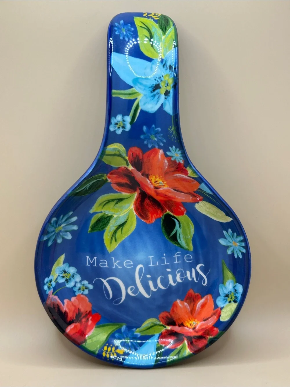 The Pioneer Woman Ceramic Spring Bouquet Floral Spoon Rest, Make Life Delicious